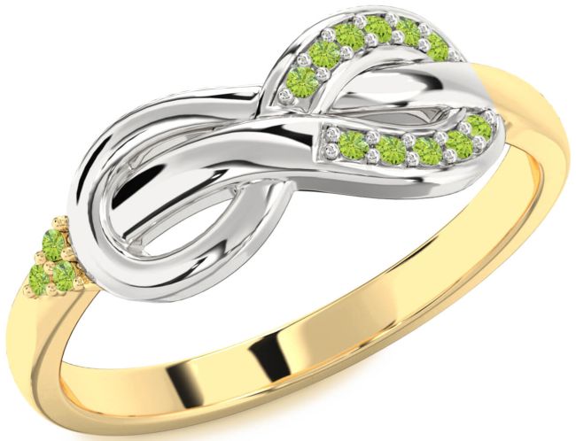 Peridot Gold Silver Infinity Ring