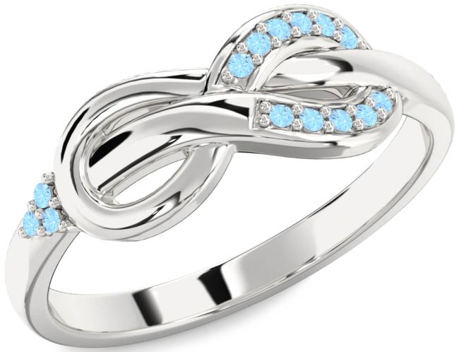 Aquamarine Silver Infinity Ring