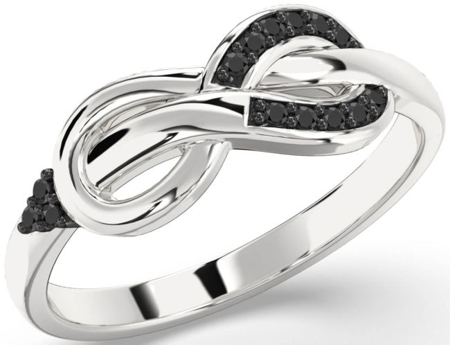 Black Onyx Silver Infinity Ring