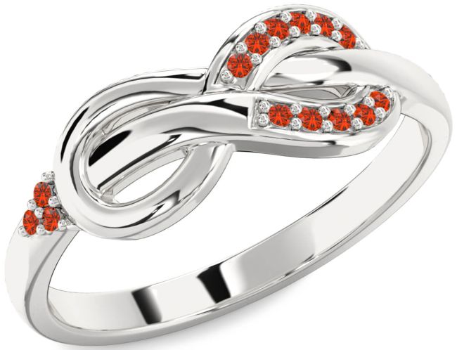 Fire Opal Platinum Infinity Ring