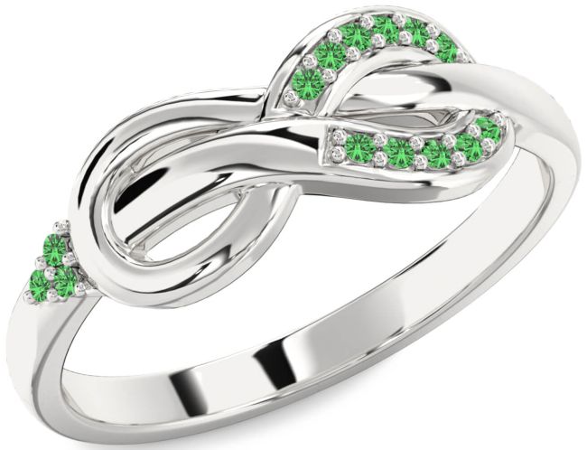 Green Sapphire Silver Infinity Ring