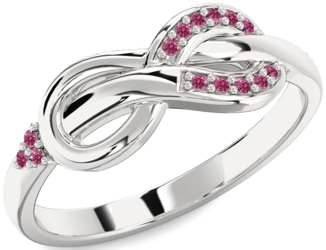 Pink Tourmaline Silver Infinity Ring