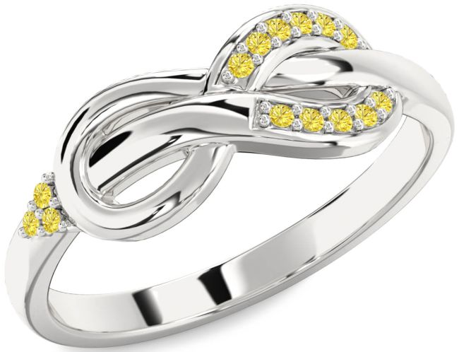 Yellow Diamond Silver Infinity Ring