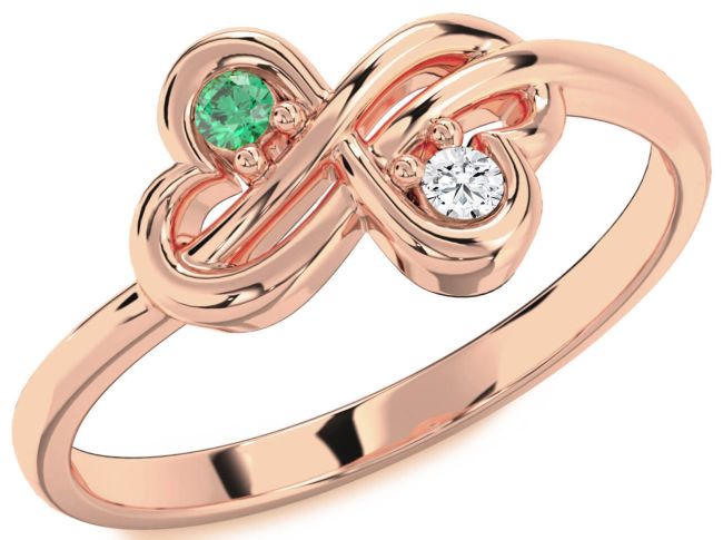 Rose Gold Infinity Round Two Stone Promise Ring