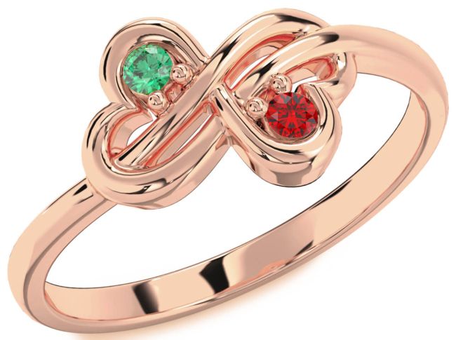 Rose Gold Infinity Round Two Stone Promise Ring