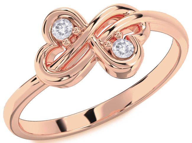 Salt & Pepper Diamond Rose Gold Infinity Round Two Stone Ring