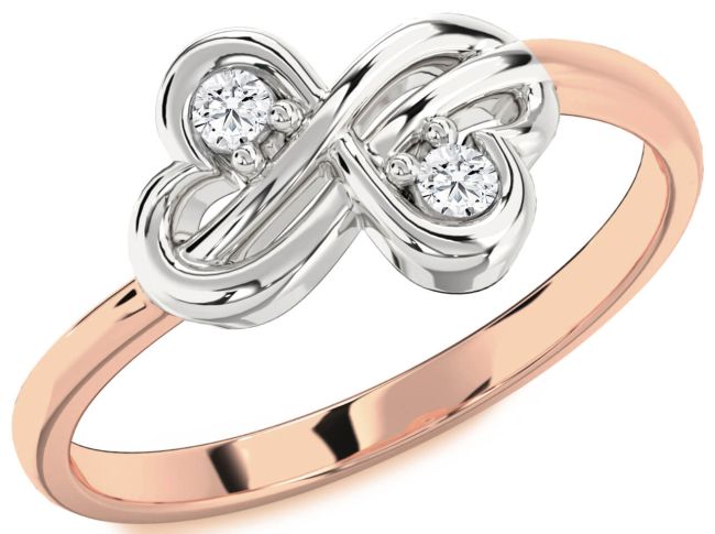 Diamond White Rose Gold Infinity Round Two Stone Ring