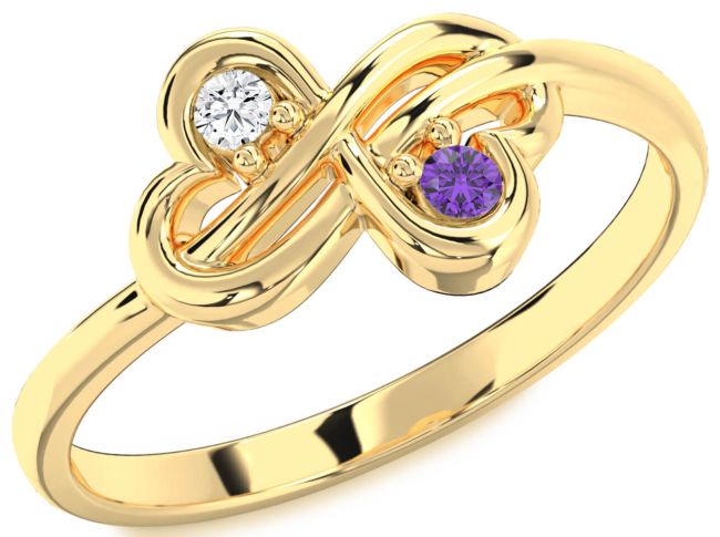Gold Infinity Round Two Stone Promise Ring