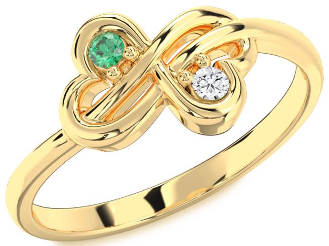 Gold Infinity Round Two Stone Promise Ring