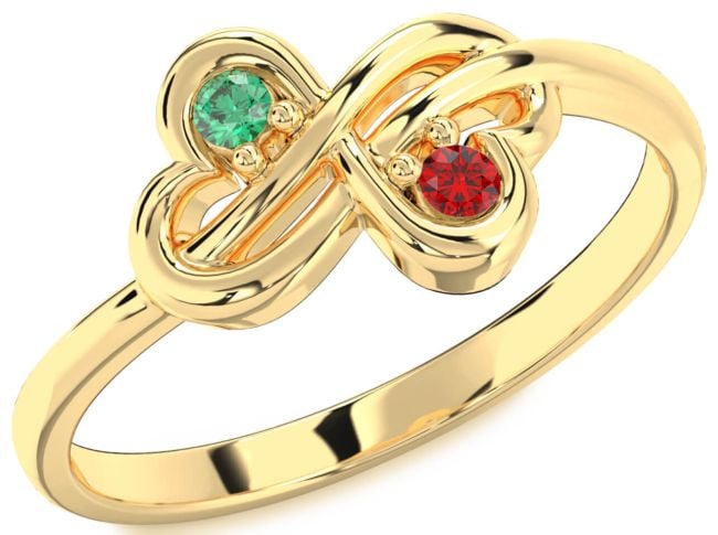 Gold Infinity Round Two Stone Promise Ring