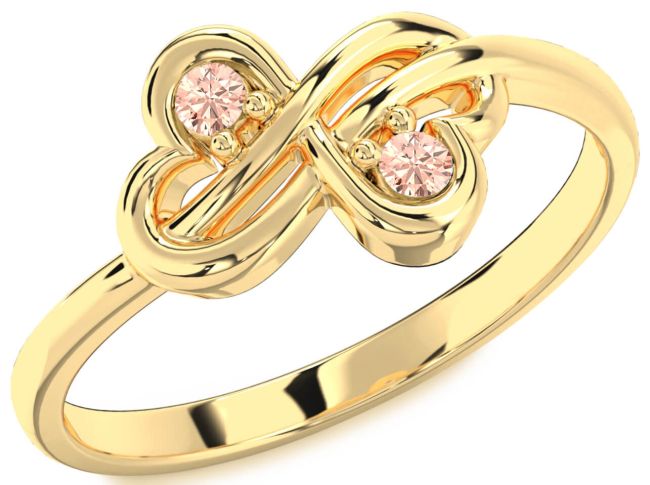 Morganite Gold Infinity Round Two Stone Ring