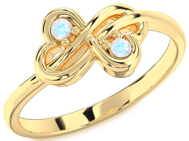 Moonstone Gold Infinity Round Two Stone Ring