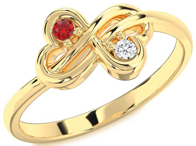 Gold Silver Infinity Round Two Stone Promise Ring