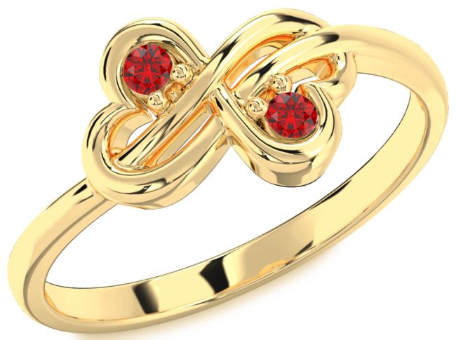 Ruby Gold Infinity Round Two Stone Birthstone Ring