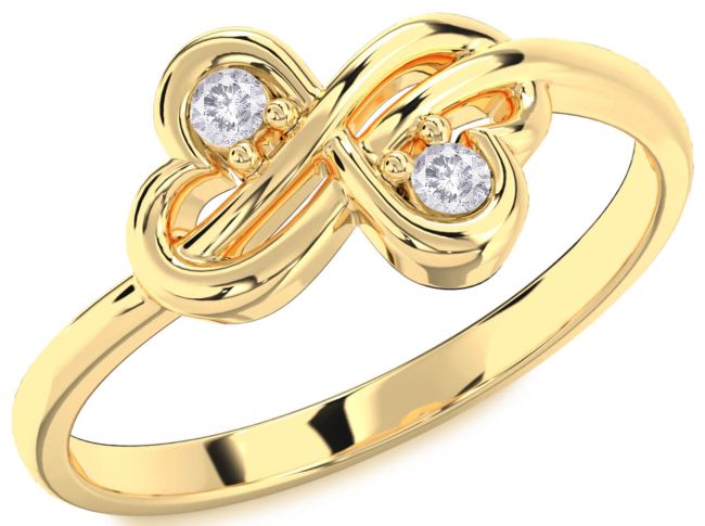 Salt & Pepper Diamond Gold Infinity Round Two Stone Ring