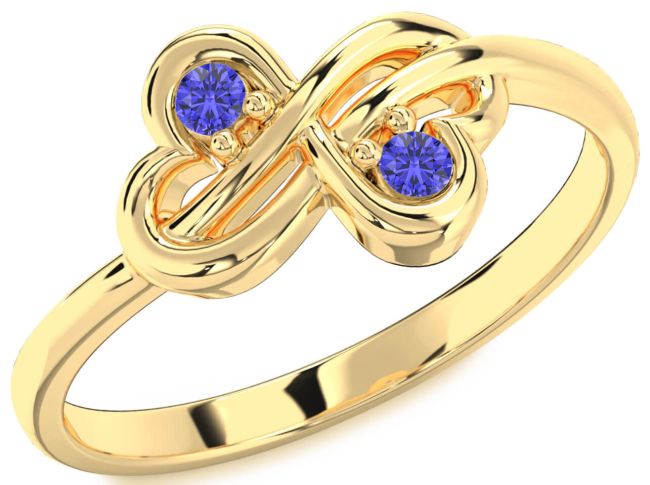 Tanzanite Gold Infinity Round Two Stone Ring