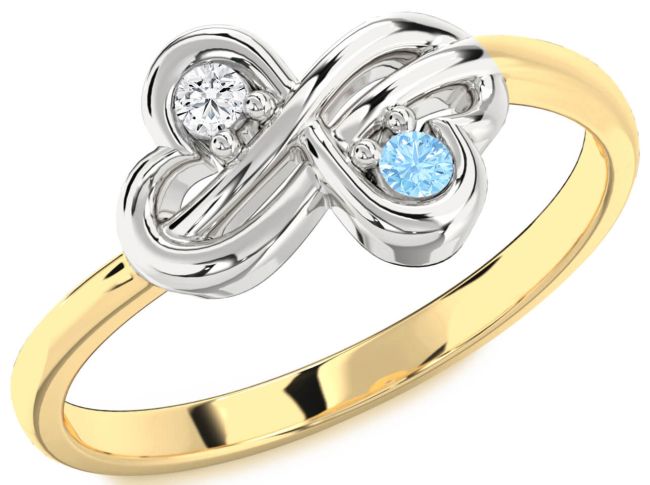 Gold Silver Infinity Round Two Stone Promise Ring