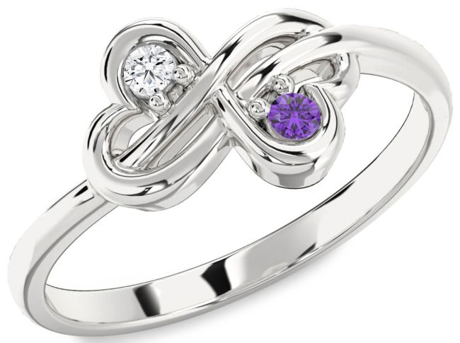 Silver Infinity Round Two Stone Promise Ring