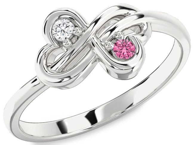 Silver Infinity Round Two Stone Promise Ring