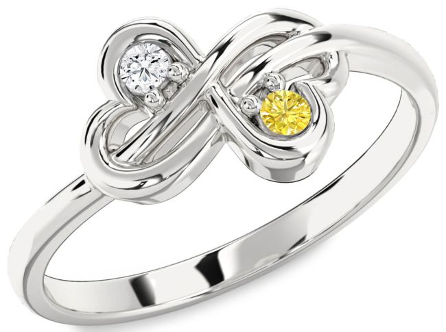 Silver Infinity Round Two Stone Promise Ring