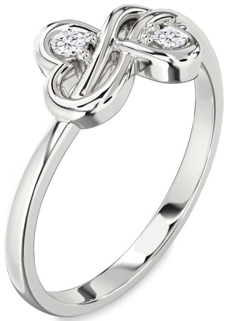 Lab Diamond Silver Infinity Round Two Stone Ring