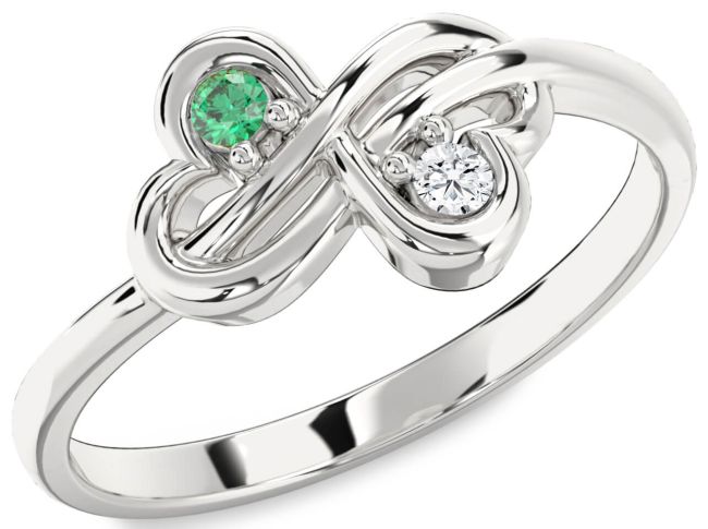 Platinum Infinity Round Two Stone Promise Ring