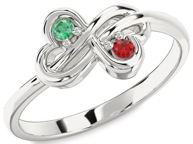 Silver Infinity Round Two Stone Promise Ring