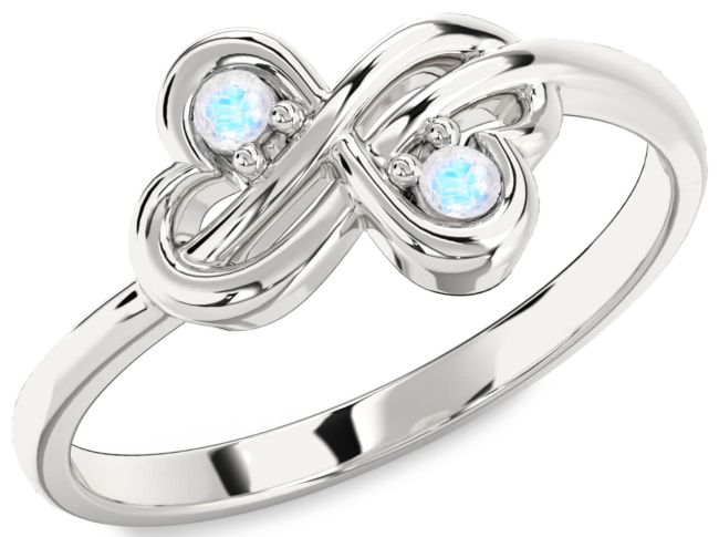 Moonstone Platinum Infinity Round Two Stone Ring
