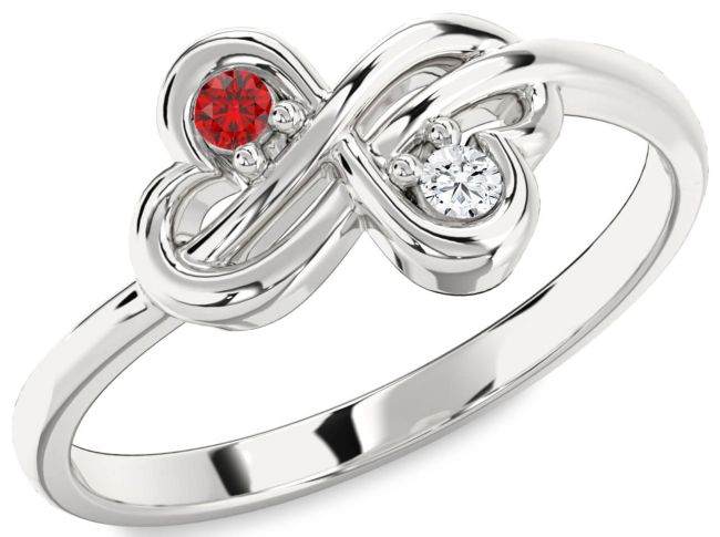 Silver Infinity Round Two Stone Promise Ring