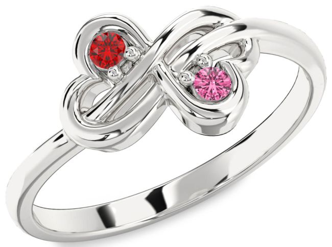 Silver Infinity Round Two Stone Promise Ring