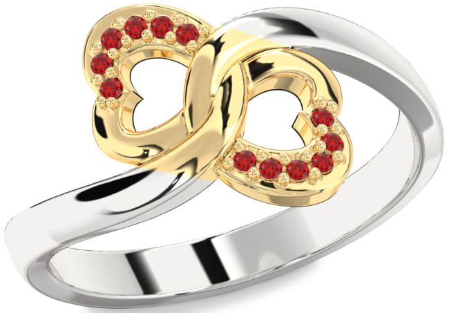 Ruby Gold Silver Infinity Heart Ring