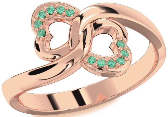Emerald Rose Gold Infinity Heart Ring