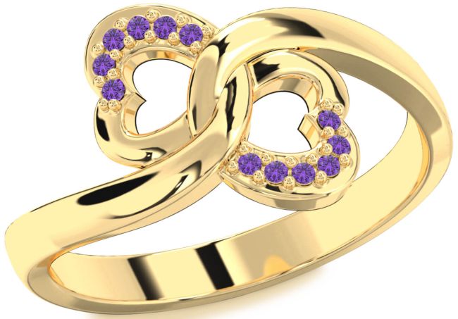 Amethyst Gold Infinity Heart Ring
