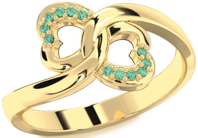 Emerald Gold Infinity Heart Ring