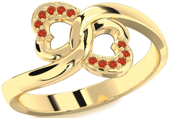 Fire Opal Gold Infinity Heart Ring