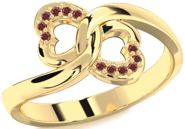 Garnet Gold Infinity Heart Ring