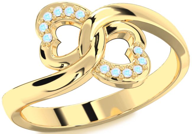 Moonstone Gold Silver Infinity Heart Ring
