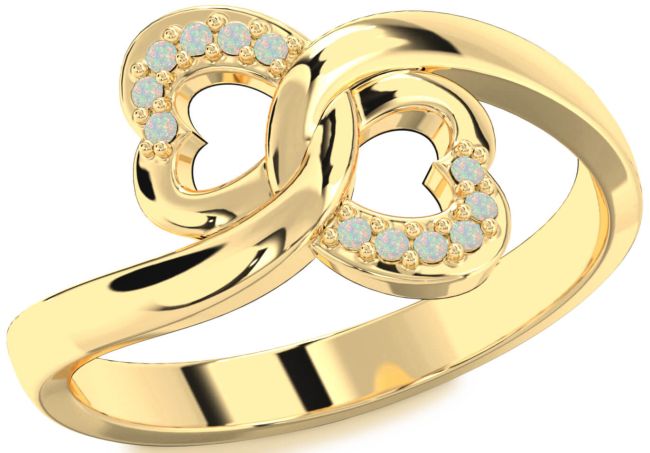 Opal Gold Silver Infinity Heart Ring