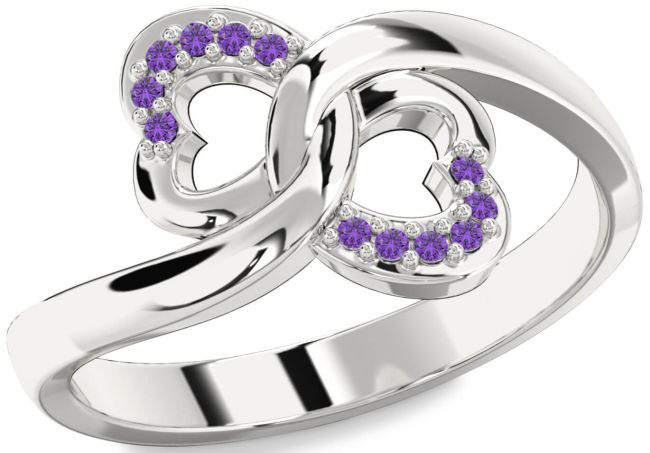 Amethyst Silver Infinity Heart Ring
