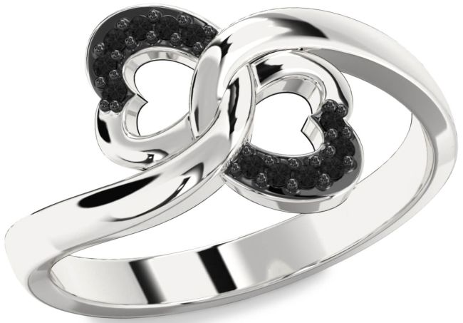 Black Diamond Silver Infinity Heart Ring