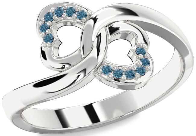Blue Diamond Silver Infinity Heart Ring