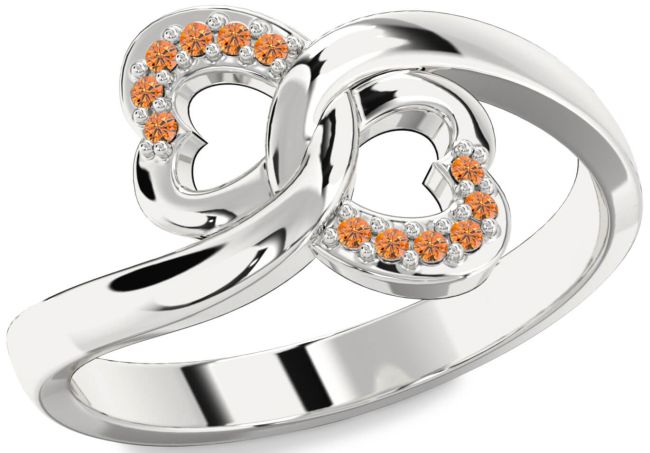 Citrine Silver Infinity Heart Ring