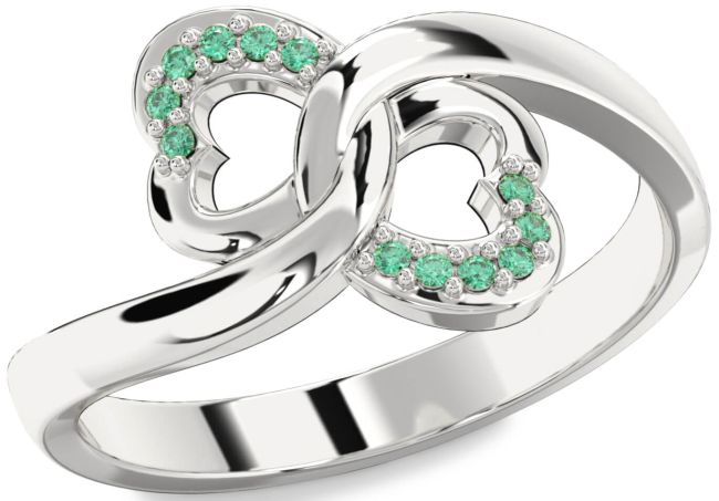 Emerald White Gold Infinity Heart Ring