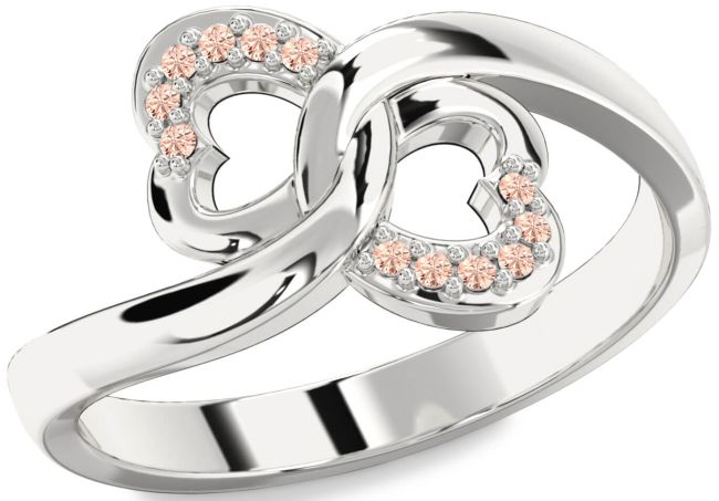 Morganite Silver Infinity Heart Ring