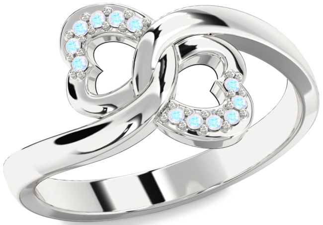 Moonstone Silver Infinity Heart Ring