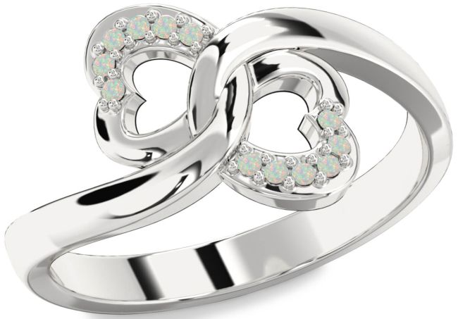 Opal Silver Infinity Heart Ring