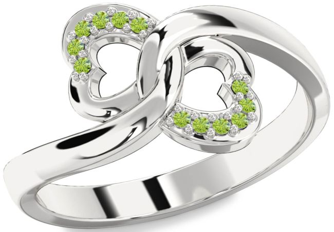 Peridot Silver Infinity Heart Ring