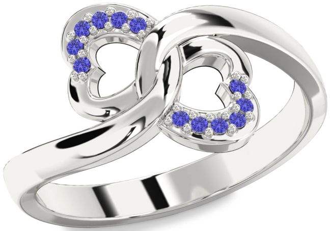 Tanzanite Silver Infinity Heart Ring