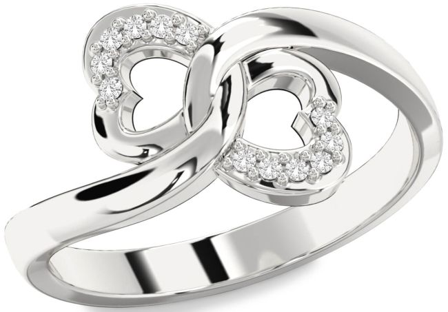 White Sapphire Silver Infinity Heart Ring