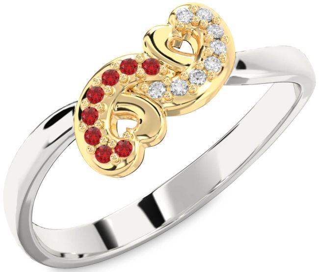 Silver & 10K gold Infinity Heart Promise Ring